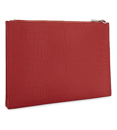 Shop Whistles Croc-embossed Rivington Clutch Bag In Red