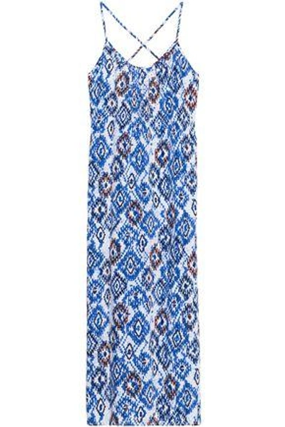 Shop Melissa Odabash Lauri Studded Printed Voile Maxi Dress In Blue