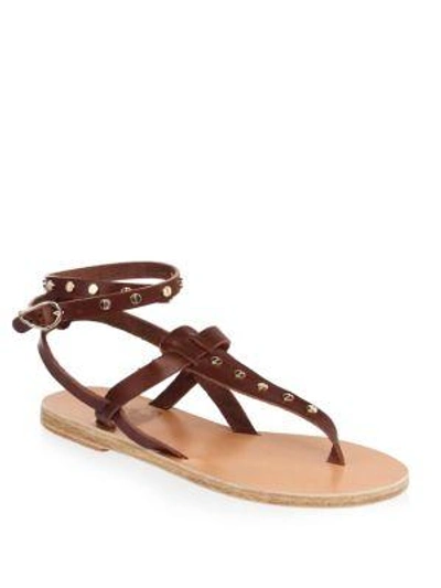 Shop Ancient Greek Sandals Estia Nails Leather Sandals In Chestnut