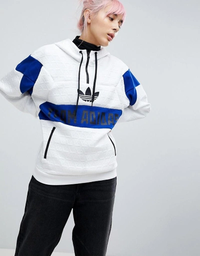 Shop Adidas Originals Panel Pullover Hoodie - White