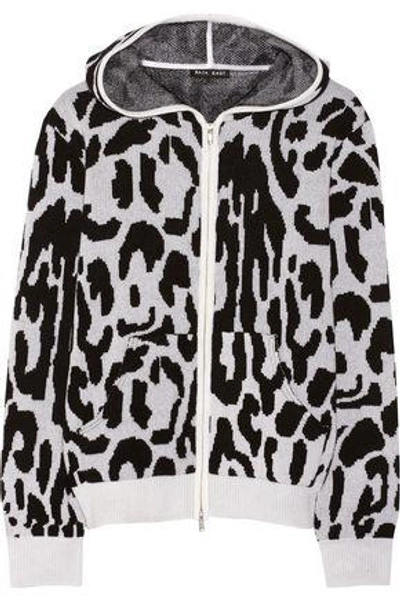 Shop Baja East Woman Leopard-patterned Cashmere Hooded Top Animal Print
