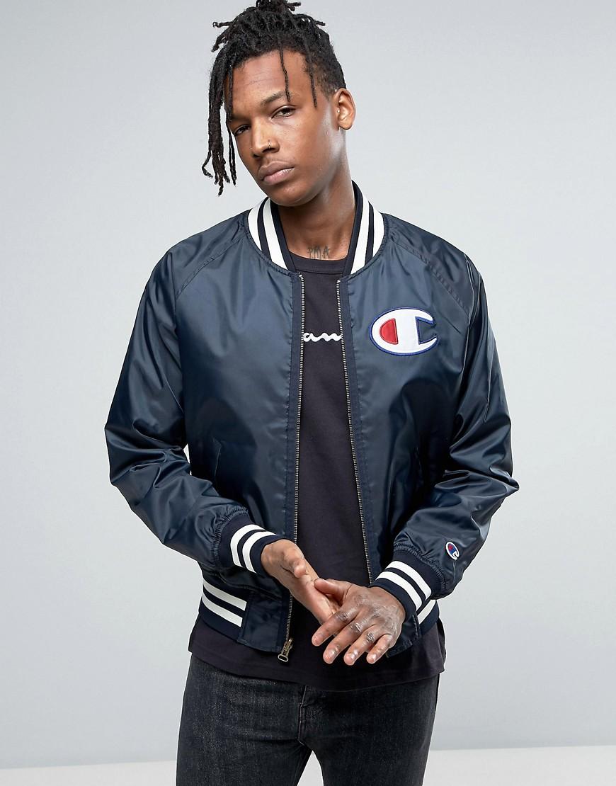 champion contrast sleeve bomber jacket with back logo