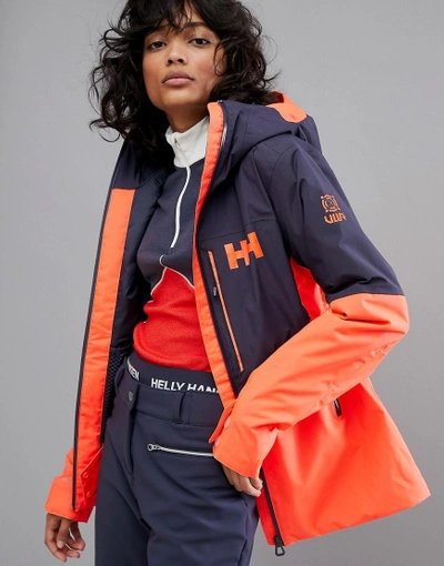 Shop Helly Hansen Freedom Jacket In Navy/orange - Multi