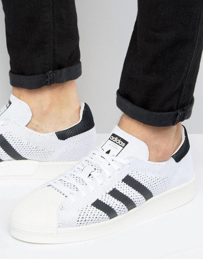 Shop Adidas Originals Superstar Boost Primeknit Sneakers In White Bb0190 - White