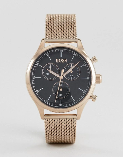 Hugo Boss Boss 1513548 Companion Chronograph Mesh Watch In Rose Gold |  ModeSens