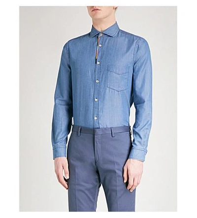 Shop Paul Smith Artist Stripe Regular-fit Denim Shirt In Chambray