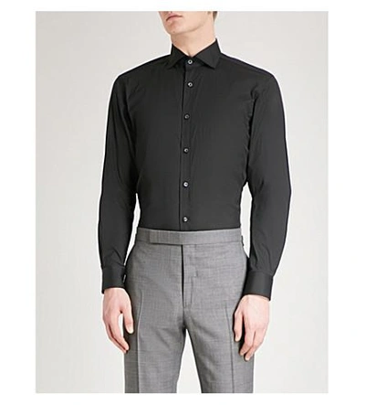 Shop Ralph Lauren Regular-fit Cotton-blend Shirt In Black