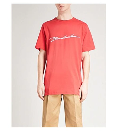 Shop Blood Brother Performance Cotton T-shirt In Red