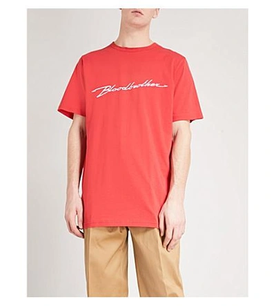 Shop Blood Brother Performance Cotton T-shirt In Red