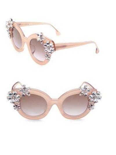 Shop Alice And Olivia Olivia Nude Crystal Sunglasses In Blush
