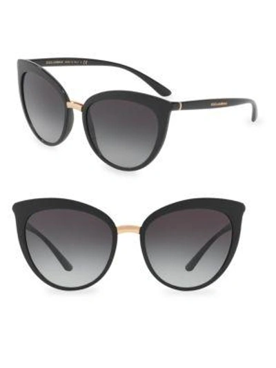 Shop Dolce & Gabbana 55mm Cat Eye Sunglasses In Black