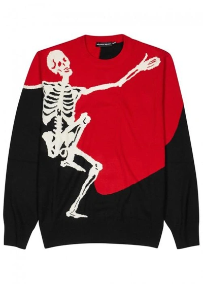 Shop Alexander Mcqueen Skeleton-intarsia Wool Blend Jumper In Multicoloured