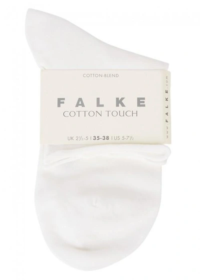 Shop Falke Cotton Touch Fine-knit Cotton Blend Socks In White