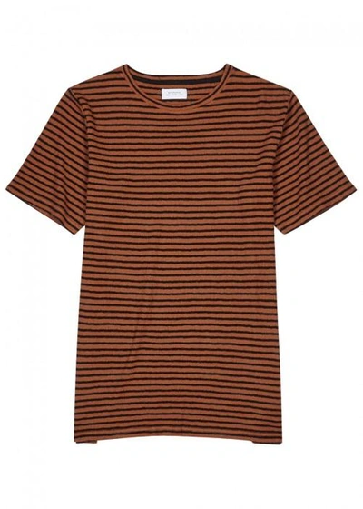 Shop Saturdays Surf Nyc Brandon Striped Cotton T-shirt In Copper