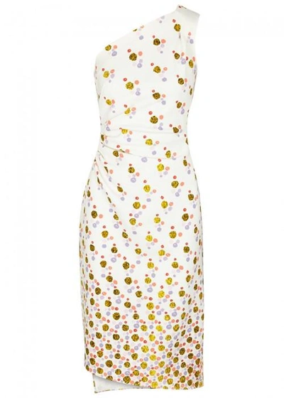 Shop Peter Pilotto Spot-print One-shoulder Cady Dress