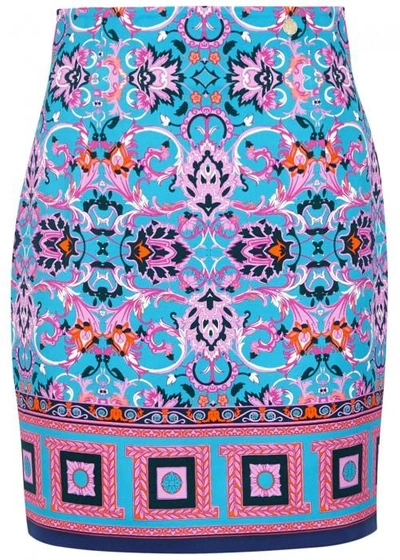 Shop Versace Printed Crepe Mini Skirt