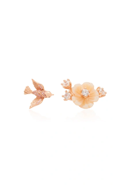 Shop Anabela Chan Rose Swallow Mismatched Mother Of Pearl Stud Earrings In Pink