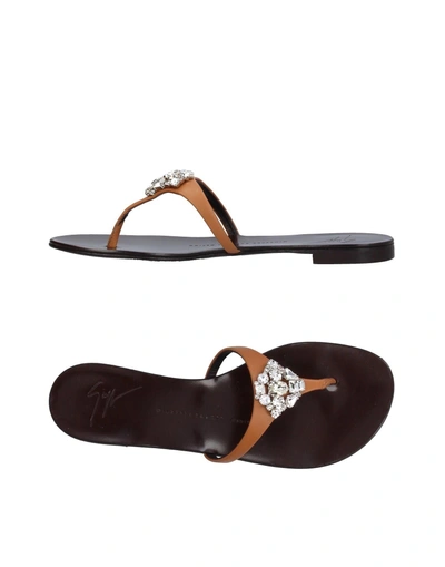 Shop Giuseppe Zanotti Toe Strap Sandals In Camel
