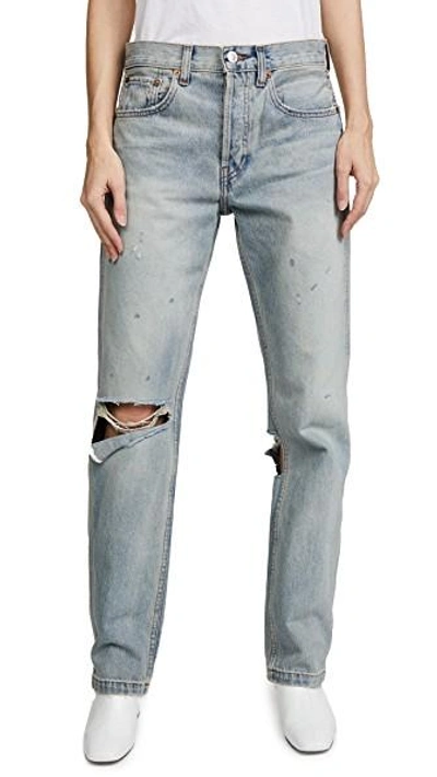 Shop Re/done Grunge Straight Jeans In Dirty Destroy