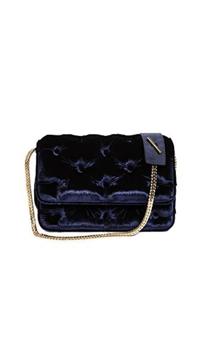 Shop Benedetta Bruzziches Velvet Carmen Shoulder Bag In Blue Night