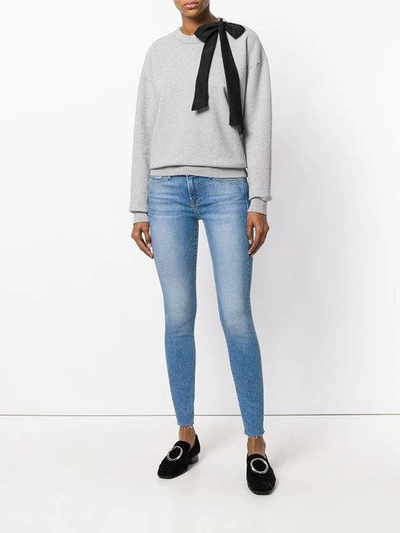 Shop Frame Sweatshirt With Silk Bow In Grey