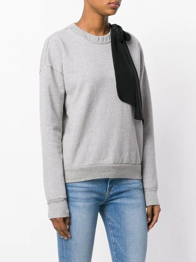 Shop Frame Sweatshirt With Silk Bow In Grey