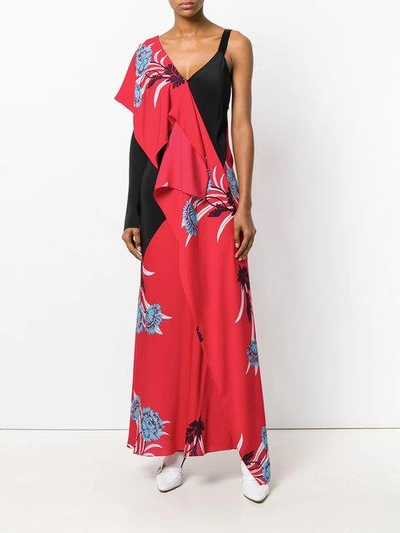 Shop Diane Von Furstenberg Asymmetric Oriental Print Dress In Red