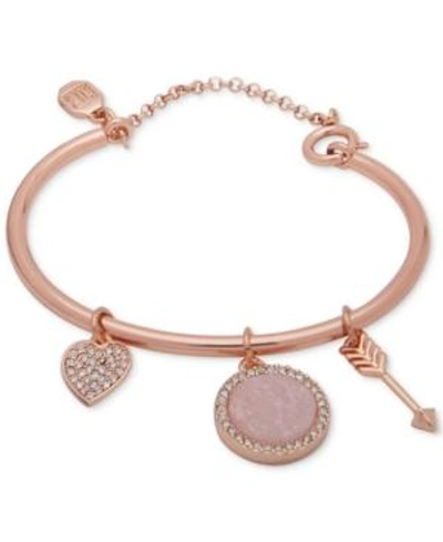 Shop Ivanka Trump Rose Gold-tone Charm Bangle Bracelet In Pink