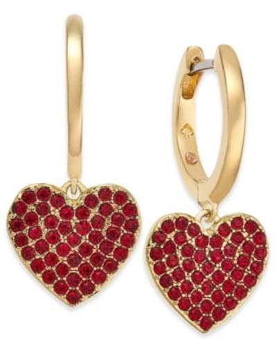 Yours Truly Pave Heart Drop Earrings