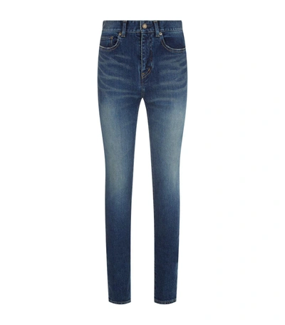 Shop Saint Laurent Med-rise Skinny Jeans In Blue