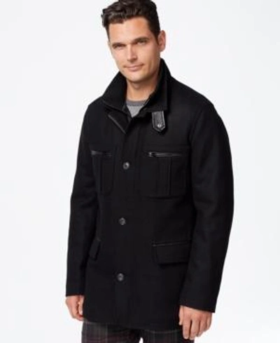 Shop Cole Haan Men's Melton Jacket In Black