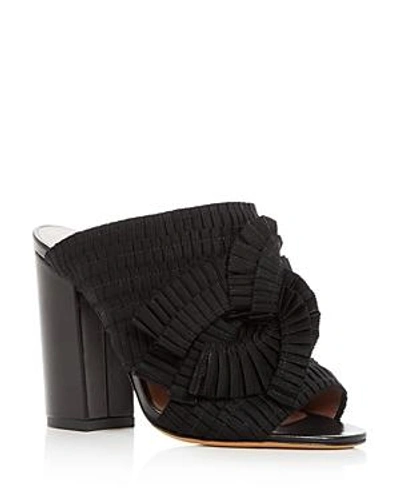 Shop Tabitha Simmons Women's Beau Ribbon High Block Heel Slide Sandals In Black