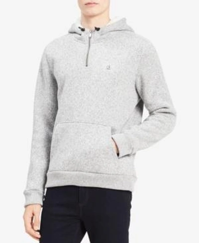 Shop Calvin Klein Jeans Est.1978 Men's Bonded Quarter-zip Sweatshirt With Fleece-lined Hood In Grey Snow Grindle