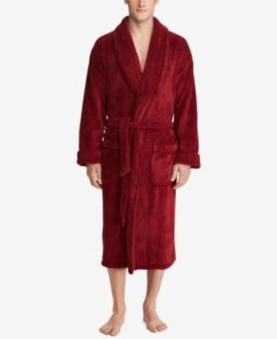 Shop Polo Ralph Lauren Men's Plush Shawl-collar Robe In Red