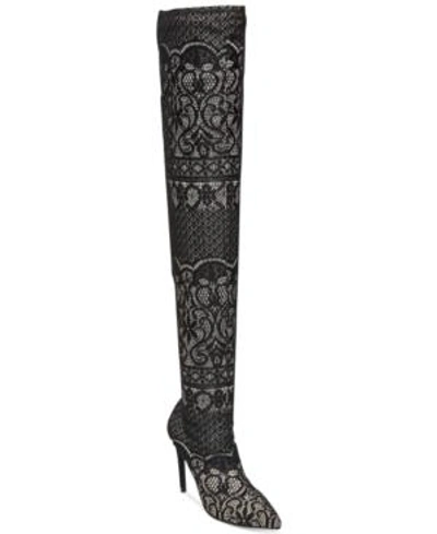Shop Steve Madden Women's Tiffy Over-the-knee Lace Boots In Black Lace