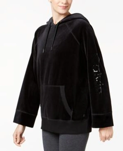 Shop Calvin Klein Performance Velour Hooded Tunic In Black