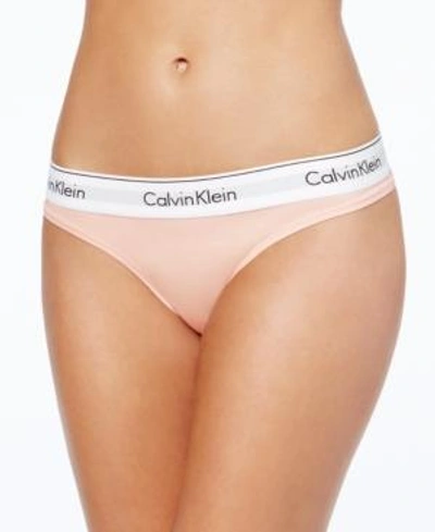 Shop Calvin Klein Modern Cotton Thong F3786 In Grey Heather