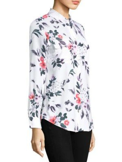 Shop Equipment Silk Floral Shirt In Bright White Multi