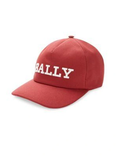 Shop Bally Logo Canvas Baseball Cap In Red