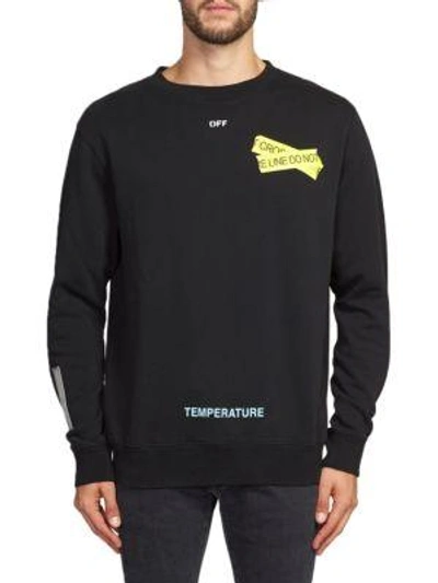 Shop Off-white Fire Tape Graphic Pullover In Black Yellow