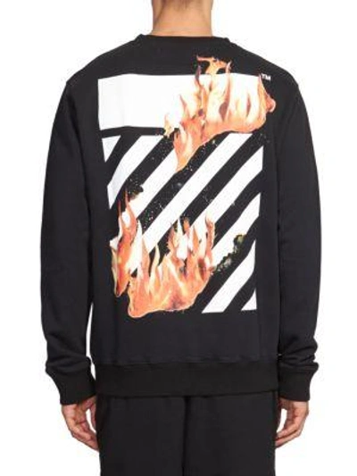 Shop Off-white Diagonal Stripe And Fire Pullover In Black Multi