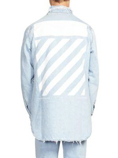 Shop Off-white Temperature Denim Shirt In Blue