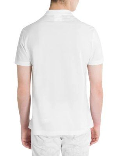 Shop Versace Cotton Polo Shirt In White Gold