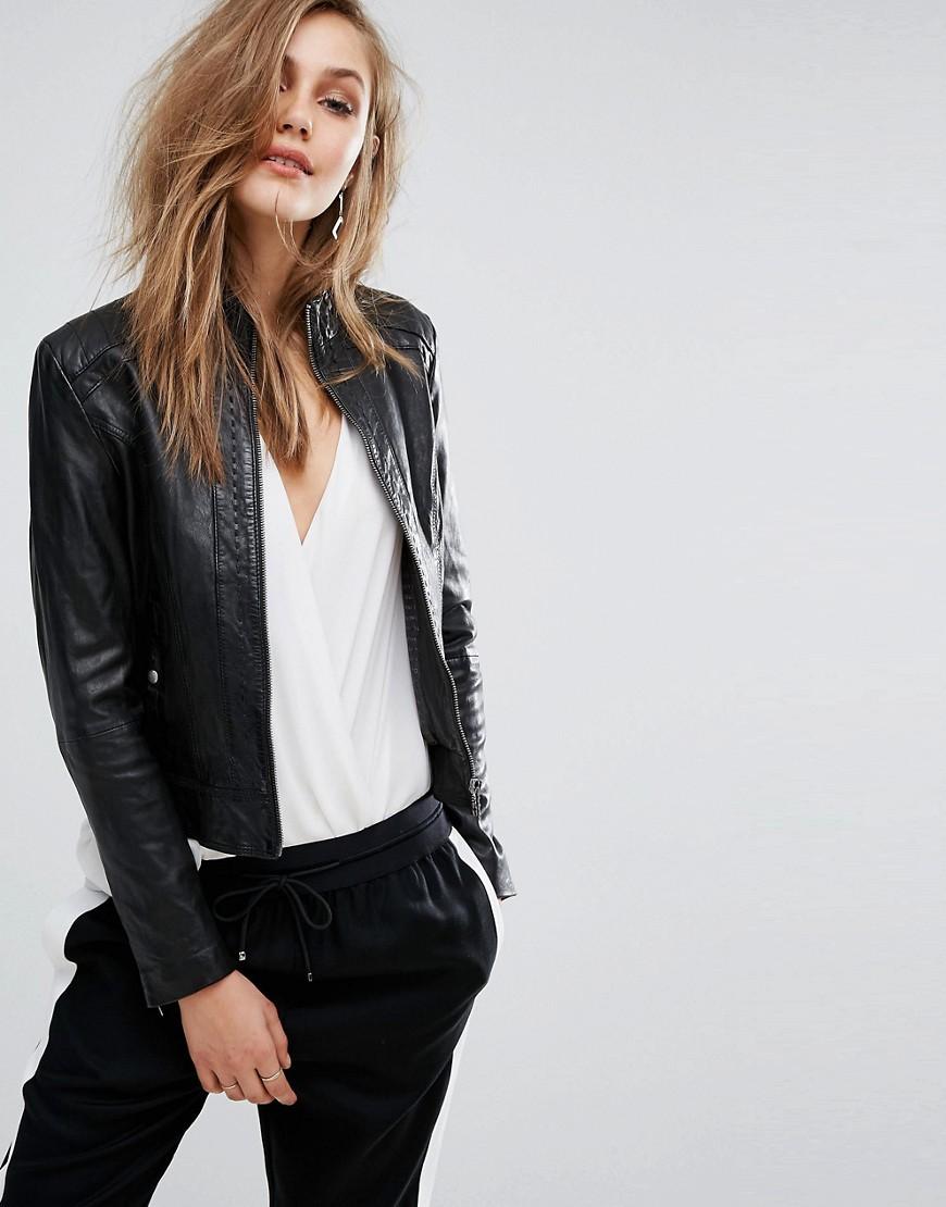 Hugo Boss Janabelle Leather Jacket Sale, SAVE 59%.