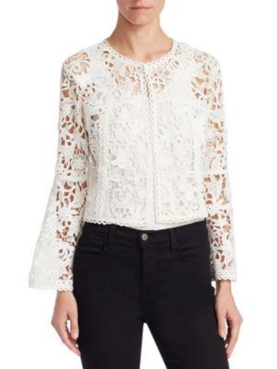 Shop Edward Achour Lace Bolero Jacket In Ecru