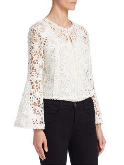 Shop Edward Achour Lace Bolero Jacket In Ecru