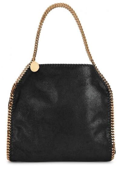 Shop Stella Mccartney Falabella Faux Suede Fold-over Shoulder Bag In Black