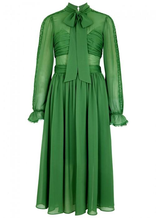 self portrait green chiffon dress