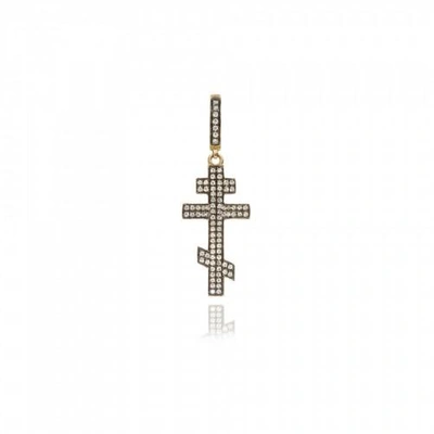 Shop Annoushka Touch Wood Diamond Cross Charm In Gold