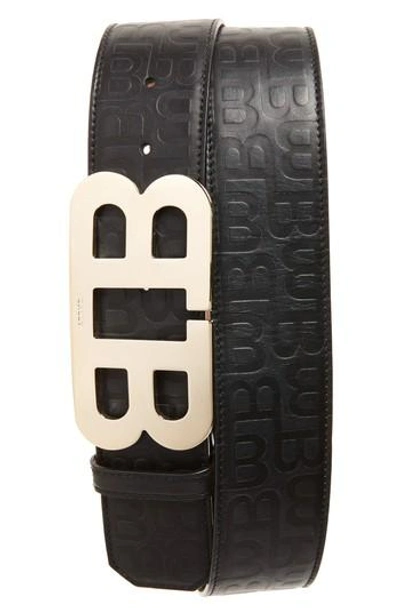 Shop Bally Stamped Logo Leather Belt In Black
